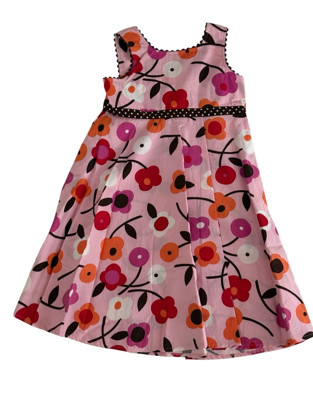 Chez Ami Pink Floral Seersucker Sundress NWT 6X Sleeveless A-Line
